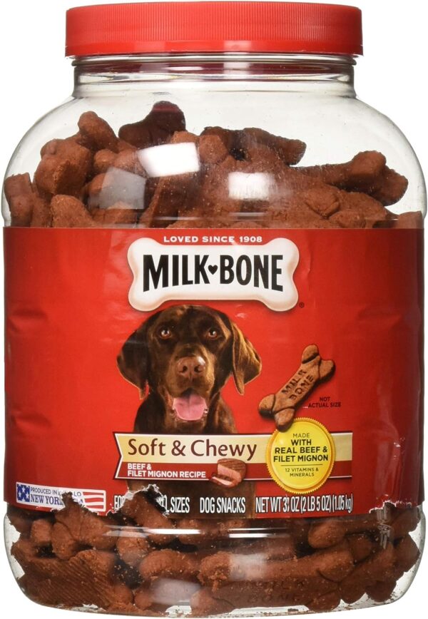 Milk Bone Soft & Chewy Dog Snacks (Beef & Filet Mignon Recipe) 37Oz